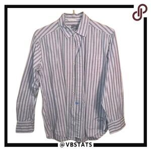 Small Tommy Bahama Gray-White Striped LS Shirt